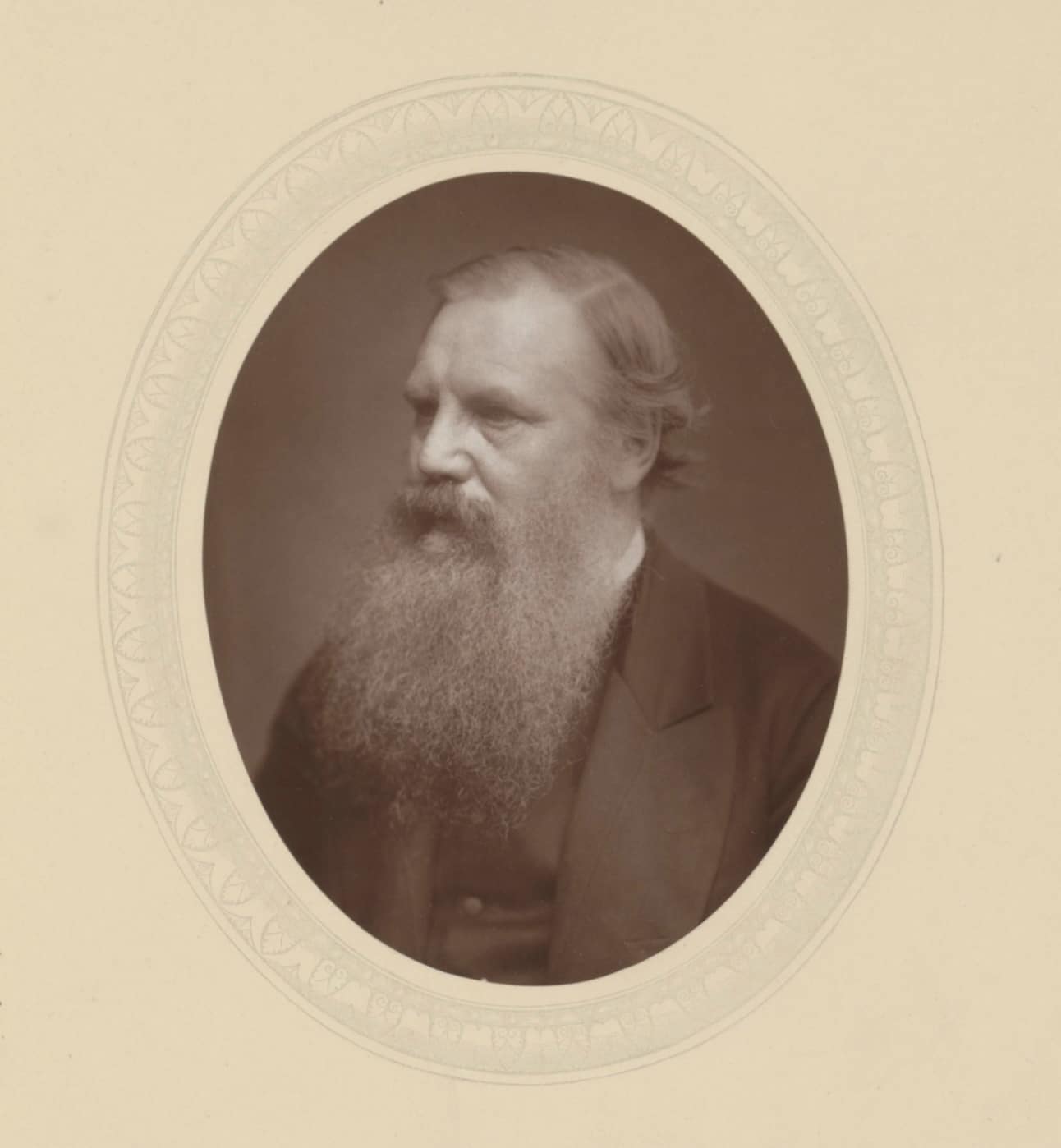 black and white oval-shaped portrait of Henry Baker Tristram from 1878,