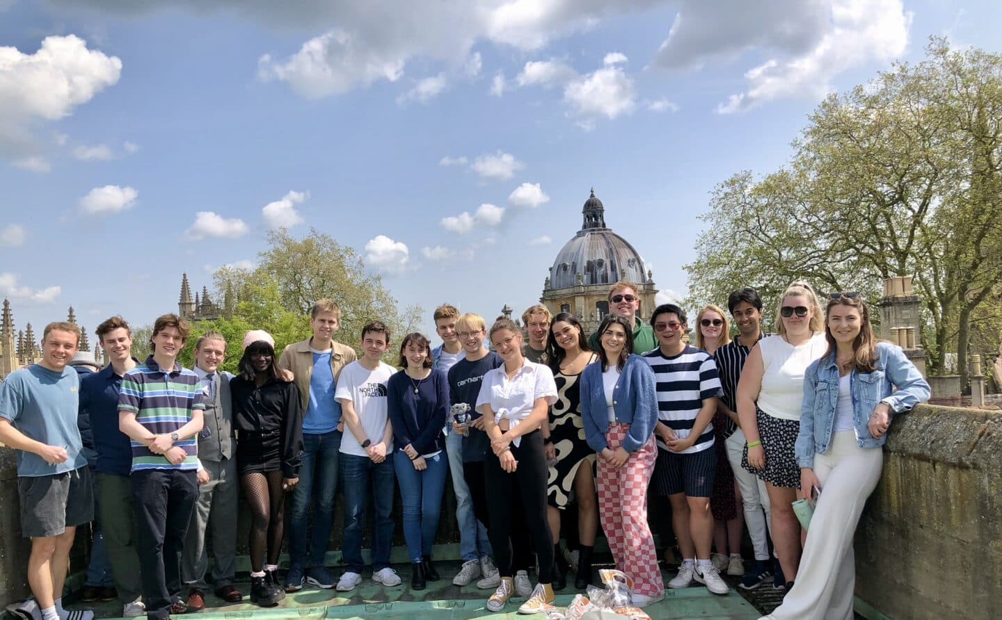 JCR Committee members pose for photo for Ascension Day on the tower