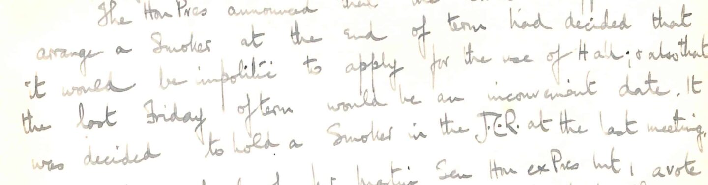 A cropped handwritten note (Lincoln JCR Minutes from 22 October 1922)