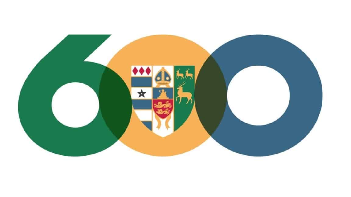 Lincoln-600-Logo - the number 600 in Lincoln colours with the College crest in the middle