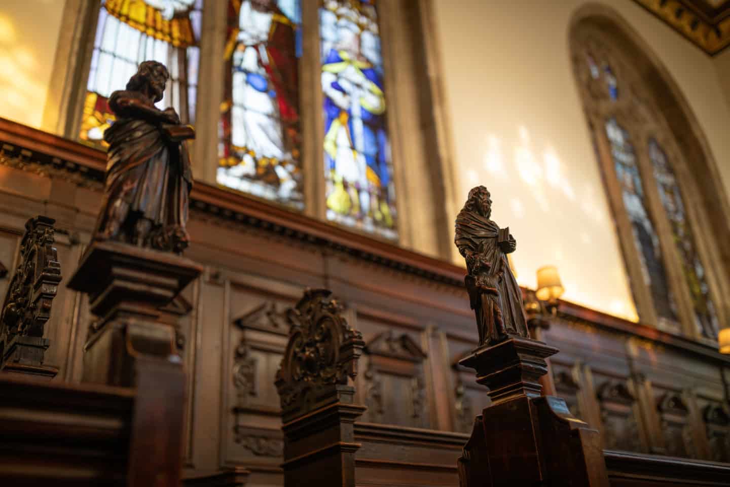 Carved figures of Saints in the College Chapel