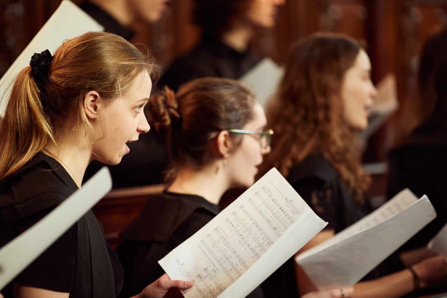 Lincoln College choir singing in the Chapel,