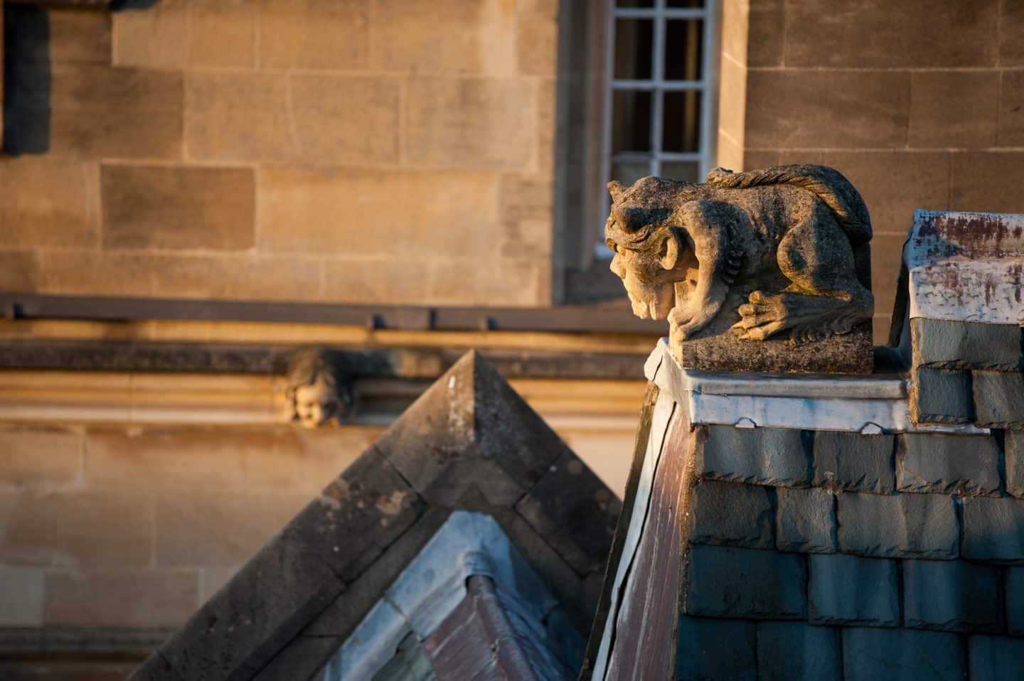 Gargoyle on the roof of an old building