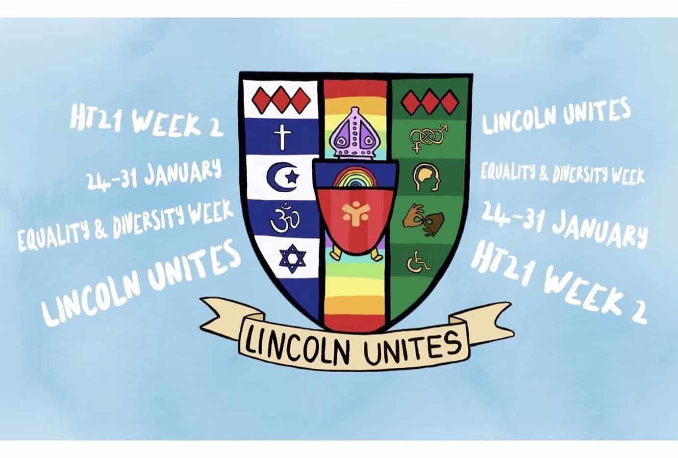 Lincoln Unites Equality & Diversity Week banner featuring the logo in the middle