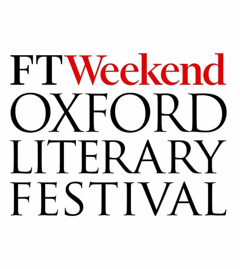 Logo for the FT Weekend Oxford Literary Festival, with the word "Weekend" standing out in red and the rest in black