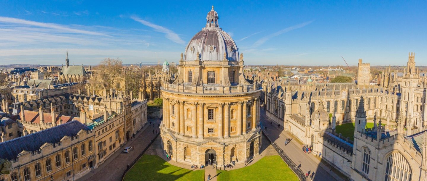 Aerial view of Oxford, with the Radcliffe Camera in the centre