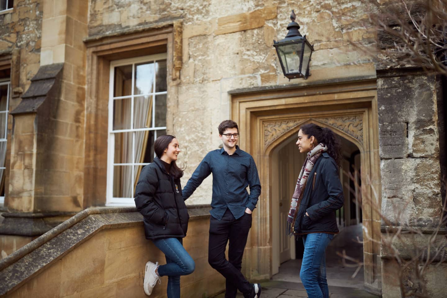 Students talking in Grove